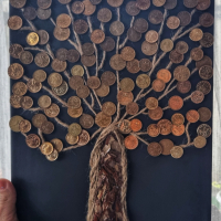 Дървото на парите / богатството декорирано със стотинки, снимка 1 - Картини - 44728646