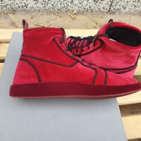 GIUSEPPE ZANOTTI Red Velvet High Top Sneakers Мъжки Велурени Кецове size 41, снимка 4 - Кецове - 42383947