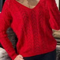 Дамски пуловер, кръстосан отзад с красива шарка, 5цвята - 023, снимка 3 - Блузи с дълъг ръкав и пуловери - 39855780