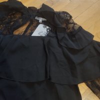 НОВИ дамски блузи с дантела и къдри в три цвята (размер М), снимка 4 - Блузи с дълъг ръкав и пуловери - 35361601