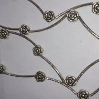Дамски гердан колие сребрист метален цветя - 72991, снимка 3 - Колиета, медальони, синджири - 29190543