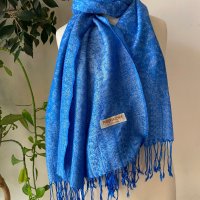 Светло син шал от пашмина, снимка 1 - Шалове - 42699370