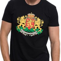 Нова мъжка черна тениска с релефен трансферен печат Герб на България , снимка 1 - Тениски - 28017520
