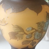  Авторска ваза арт нуво Гале/EMILE GALLE CAMEO GLASS/, снимка 4 - Антикварни и старинни предмети - 39814206