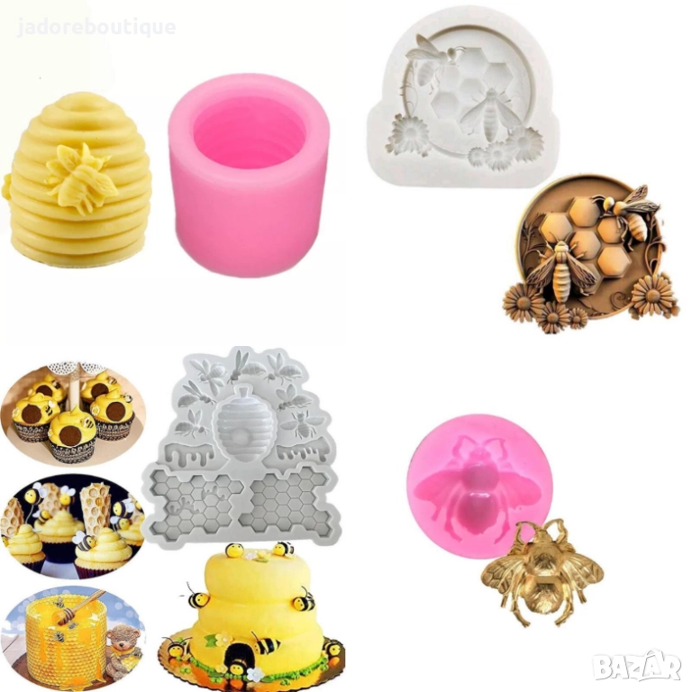 Силиконов молд пчели медна пита кошер , снимка 1