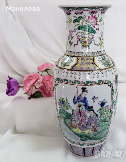 Ръчно рисувана азиатска ваза, произведена в Макао., снимка 1