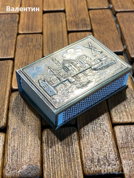 #1002# Държач за кибритена кутийка. Винтидж. Посребрен. От Холандия., снимка 1