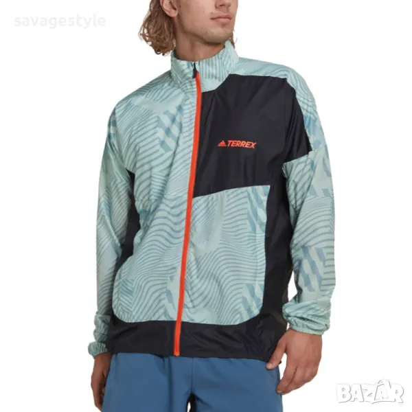 Мъжко спортно яке ADIDAS Terrex Trail Running Printed Wind Jacket Green, снимка 1