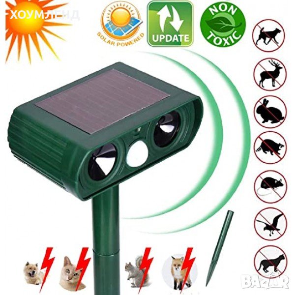 Соларен уред за прогонване на животни от двор и градина, снимка 1