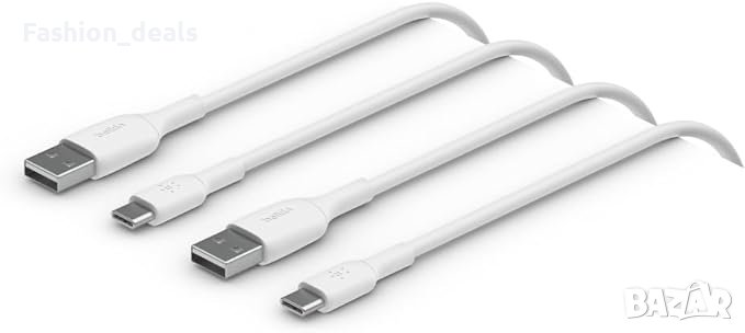 Нов Belkin комплект от 2 броя USB C към USB A кабел за зареждане телефон по 1 метър, снимка 1