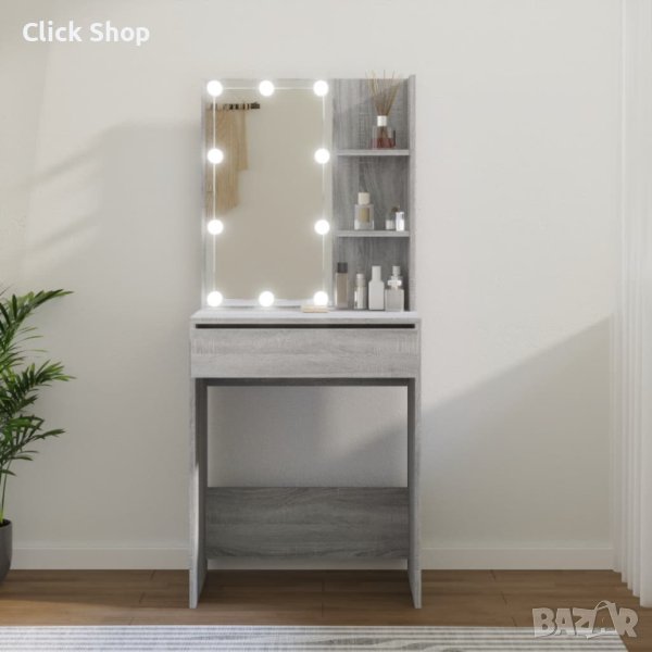 Тоалетка с LED, сив сонома, 60x40x140 см, снимка 1