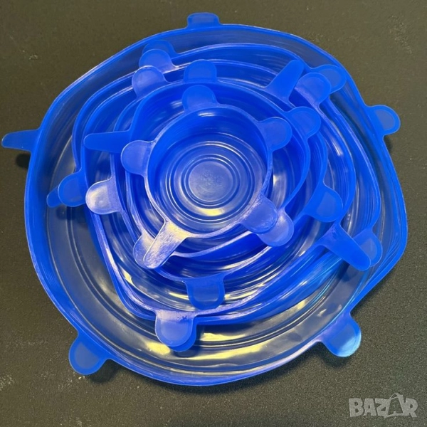 Комплект от 6 броя силиконови капаци за храна, снимка 1