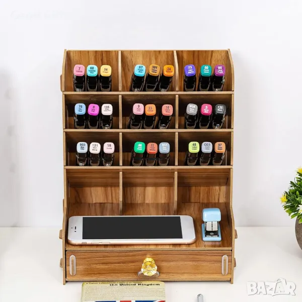 Дървен Органайзер за бюро, снимка 1
