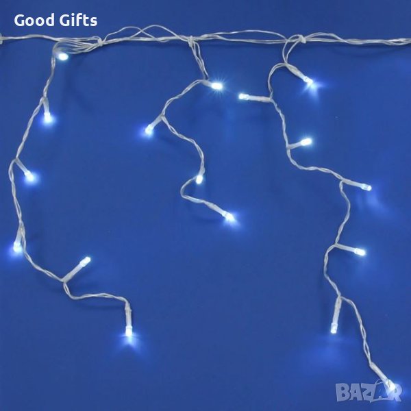 Коледни лампички Завеса, 200 LED, Студено бяло, Прозрачен кабел, снимка 1