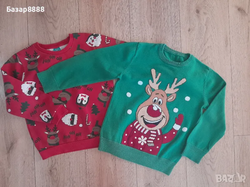 2 бр. коледни детски блузки, 6-7 годинки , снимка 1