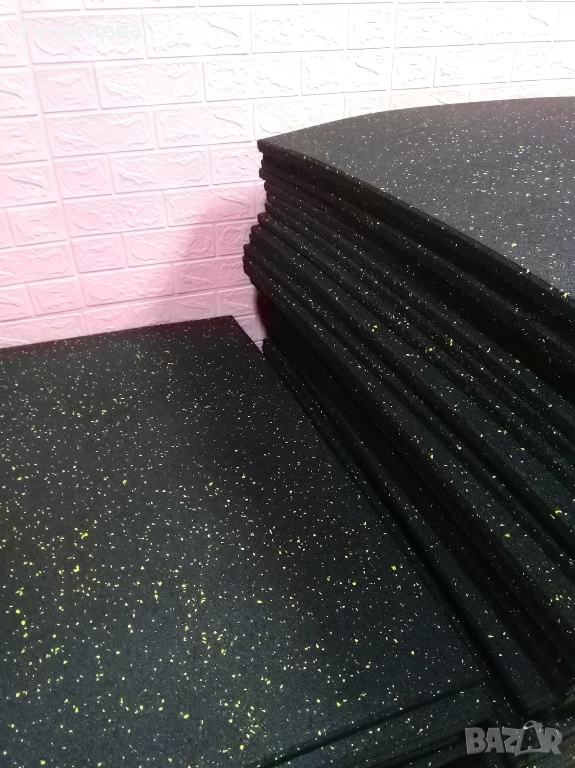 Гумена настилка/Каучукова Фитнес Плоча 100x100x2см- Жълти или сини пръски, снимка 1