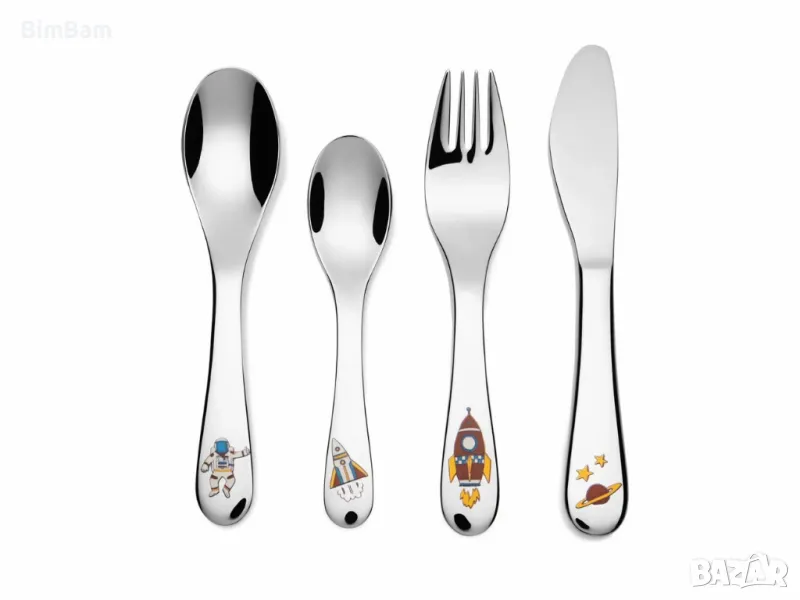 Комплект детски прибори за хранене LIVARNO - космос / 4 броя, снимка 1