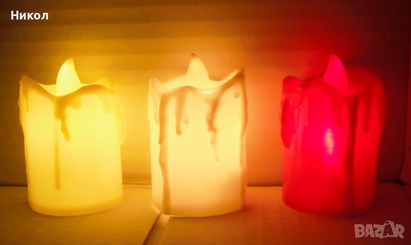 LED свещи, 3 цвята., снимка 1