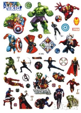 Avengers марвел герои Отмъстителите голям лист татос татуировка временна детска, снимка 1