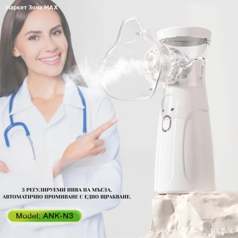 Тих преносим небулизатор Mesh ANK - N3– бърза инхалация у дома и в движение, снимка 1