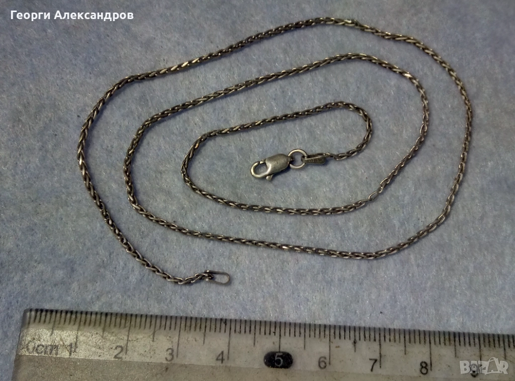 Фино СРЕБЪРНО КОЛИЕ / ВЕРИЖКА Сребро 925 ITALY S с БЯЛА ПОЗЛАТА Здрава Красива Винтидж - АРТ Плетка, снимка 1