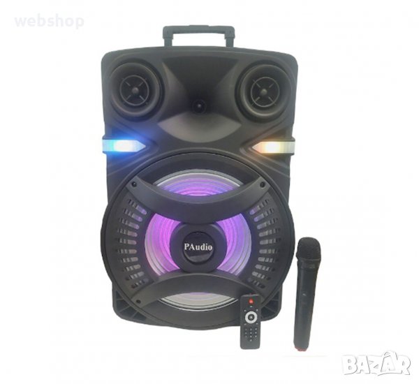 Преносима караоке тонколона PAUDIO-152, активна, вграден усилвател, 1 безжичен микрофон, 15", 50W, снимка 1