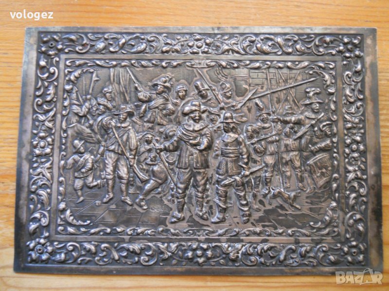 Старинна посребрена щампа върху метал (маркирана) - Холандия, снимка 1