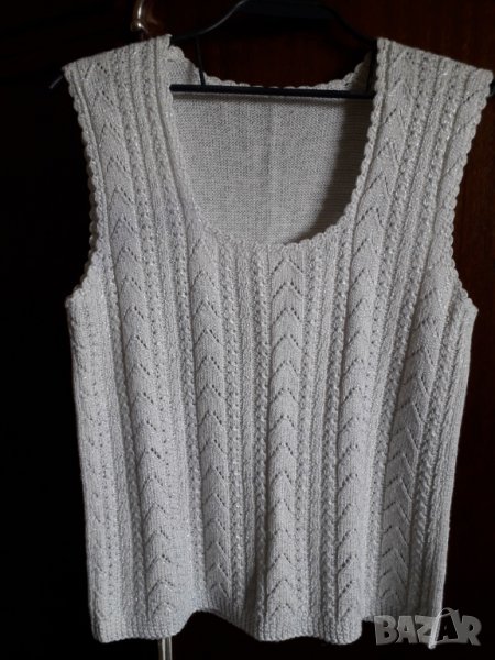 Дамска плетена бяла блузка без ръкав, снимка 1