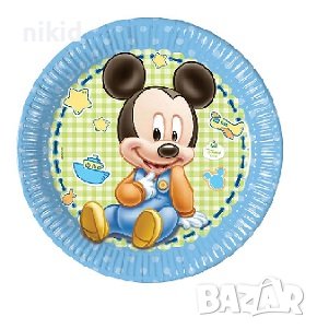 Бебе Мики Маус  8 бр големи парти чинии чинийки, снимка 1