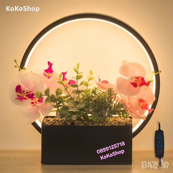 Орхидея с LED осветление-30х10х30 см./декорация с орхидея, снимка 1