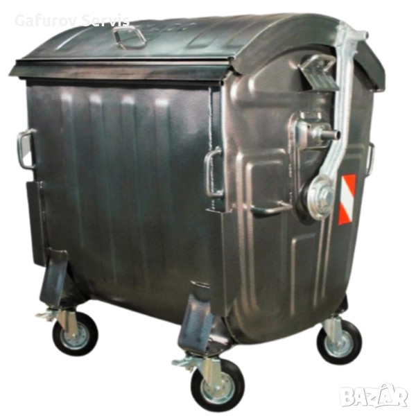 Метален контейнер за смет тип ”Бобър” 1100 л - поцинкован, усилен корпус, 4 колела, снимка 1