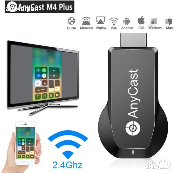 ANYCAST Chromecast мултимедиен HDMI плъер прожектор WiFi SmartTV apple, снимка 1