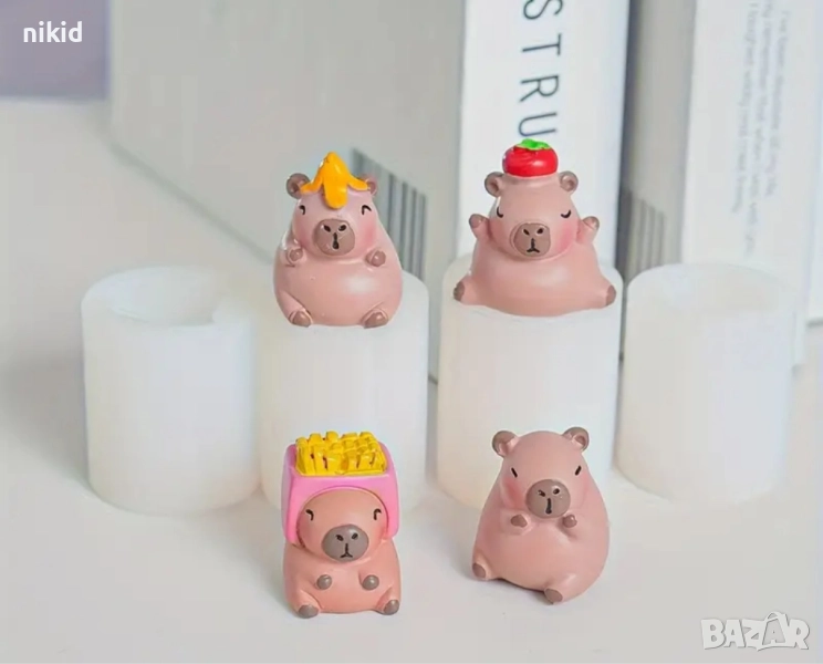 4 бр 3D Капибара Capybara силиконов молд форма калъп гипс кубчета гипсови фигурки с имена свещ смола, снимка 1
