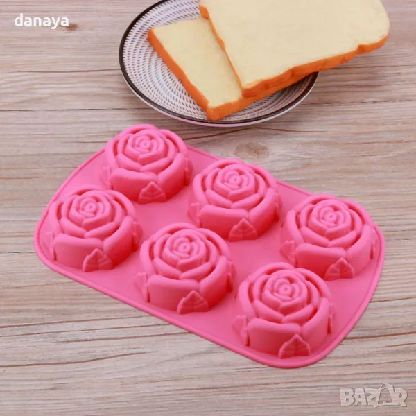 739 Силиконова форма за печене рози молд форма за мъфини роза, снимка 1