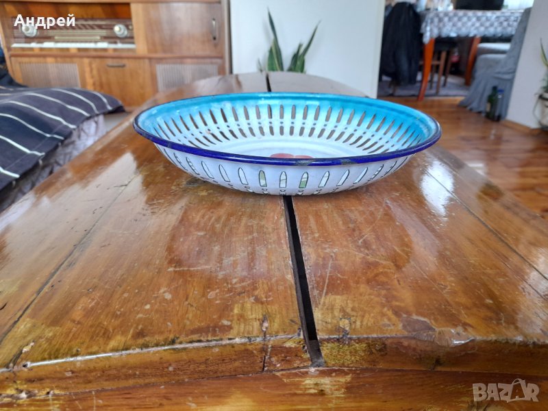 Стара емайлирана чиния,фруктиера #3, снимка 1