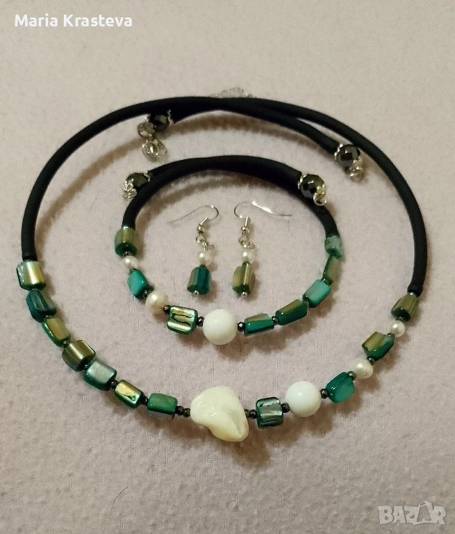 Ръчно изработен комплект колие и гривна от естествени камъни ., снимка 1