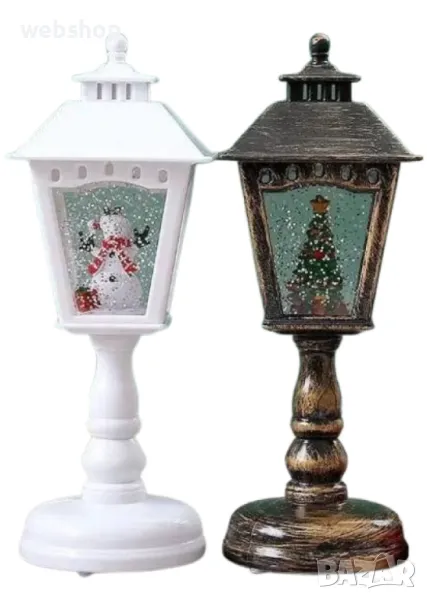 Коледен декоративен фенер с падащ сняг и светодиодно осветление, снимка 1