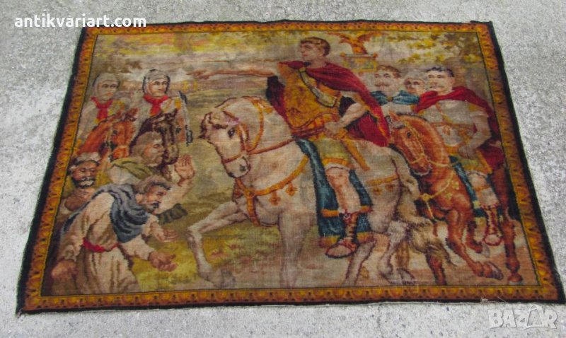19 век Октивиан Август Стенен Вълнен Килим,Гоблен рядък, снимка 1