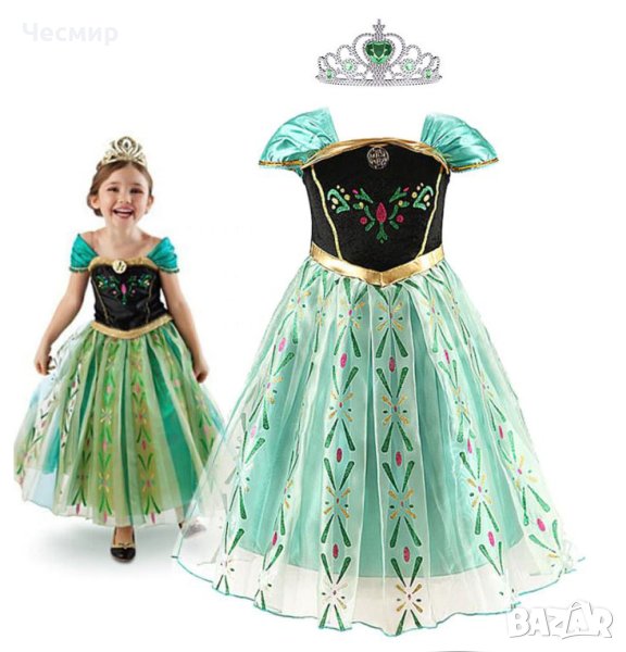 Ефирна Рокля На Принцеса Ана от Замръзналото Кралство + ПОДАРЪК Корона, снимка 1