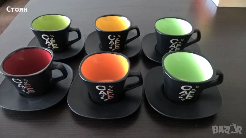Цветни чаши - сервиз за кафе, снимка 1