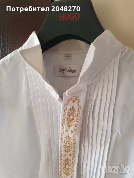 Аngelo Lupico Елегантна Риза 41/42 с Златиста Бродерия и Копчета за Ръкавели на LANKASTER. , снимка 1