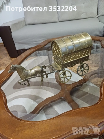 Бронзов кон и кола, снимка 6 - Антикварни и старинни предмети - 53306054