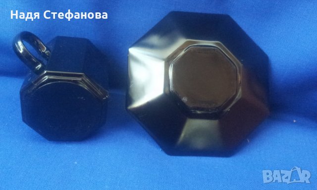 сервиз за кафе, черен аркопал , седмоъгълни, френски , снимка 4 - Чаши - 35436091