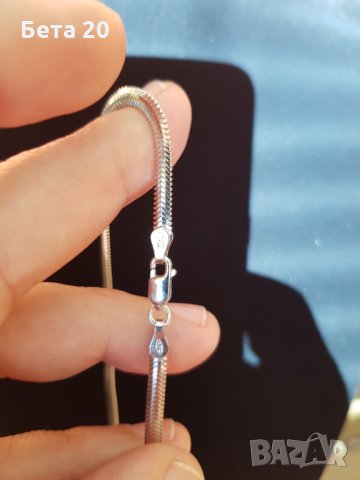 Сребърна гривна змийска плетка, сребро 925, италианска сребърна гривна, снимка 3 - Гривни - 35004260