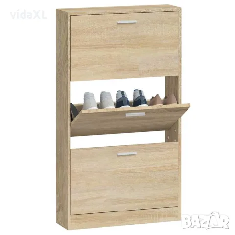 vidaXL Шкаф за обувки, дъб, 59x17x108 см, инженерно дърво, снимка 4 - Шкафове - 56147114
