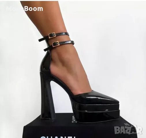 Сандали на ток - Лак, снимка 2 - Сандали - 48905927