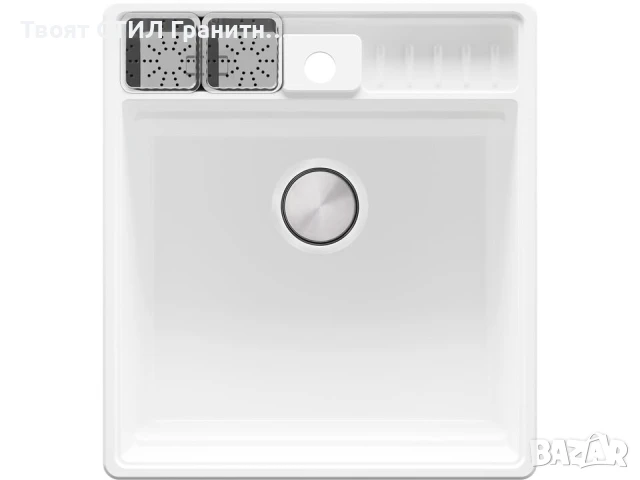 Бяла кухненска гранитна мивка Ню Йорк 50 Multispace 480 x 530 мм, снимка 3 - Мивки - 51286118