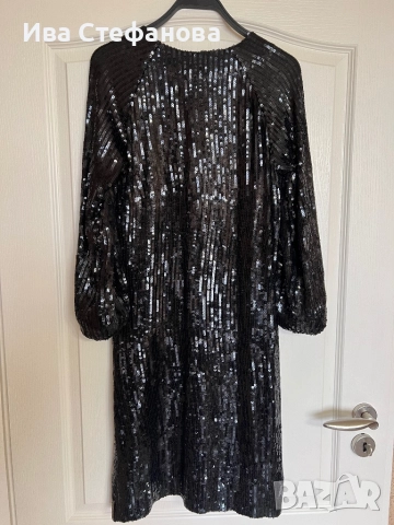 Нова черна парти официална коктейлна рокля пайети с коприна подплата Stella nova Копенхаген , снимка 3 - Рокли - 47567569