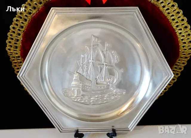 Калаена чиния,пано Кораб,на WMF,28 см.,570 гр. , снимка 3 - Пана - 48694104