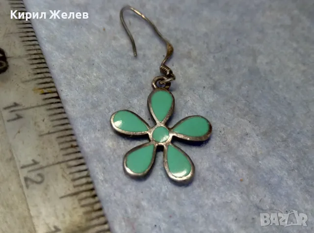 СВЕЖАРСКА ФЛОРАЛНА ЕМАЙЛИРАНА СРЕБЪРНА ОБЕЦА ЦВЕТЕ СРЕБРО 925 ПРОБА 48628, снимка 6 - Обеци - 49732827